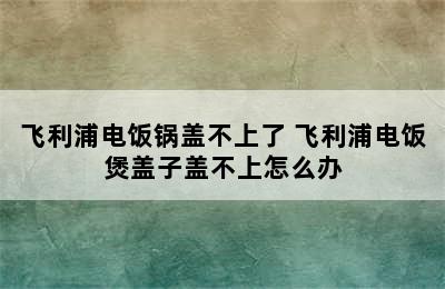 飞利浦电饭锅盖不上了 飞利浦电饭煲盖子盖不上怎么办